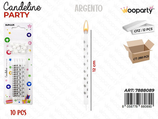CANDELINE MINI STELO ARG. ASS. 10PCS 12CM/ PZ DA 12**