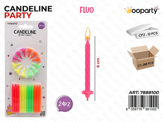 Candele Mini Fluo 24Pcs 6Cm