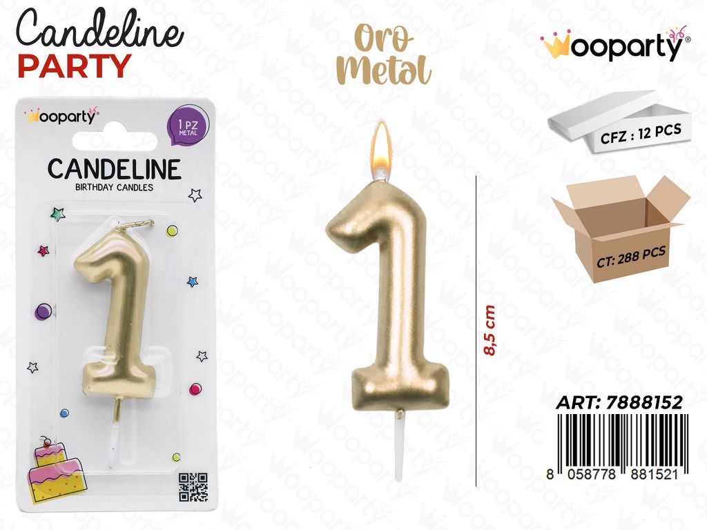 CANDELINE N.1 COL. ORO 9CM /PZ DA 12**