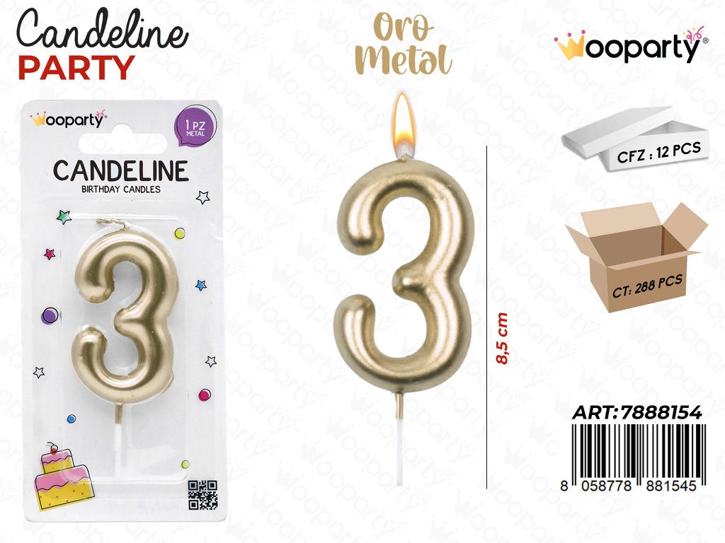 CANDELINE N.3 COL. ORO 9CM /PZ DA 12**