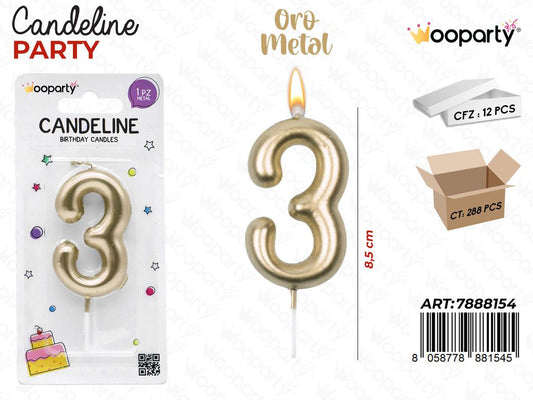 CANDELINE N.3 COL. ORO 9CM /PZ DA 12**