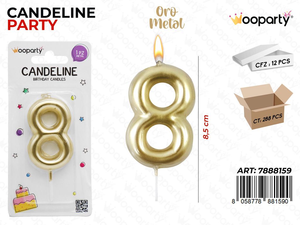 Candeline N.8 Col. Oro 9Cm