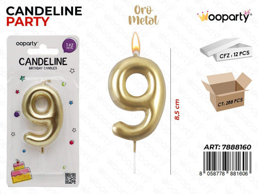 Candeline N.9 Col. Oro 9Cm