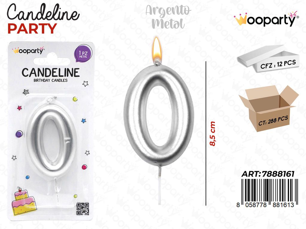 CANDELINE N.0 COL. ARGENTO  9CM /PZ DA 12**