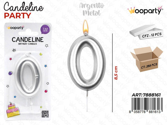 CANDELINE N.0 COL. ARGENTO  9CM /PZ DA 12**