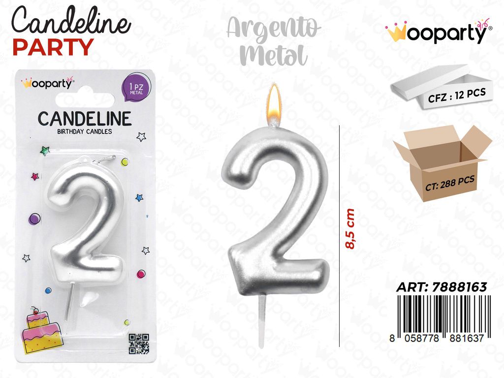 CANDELINE N.2 COL. ARGENTO  9CM /PZ DA 12**
