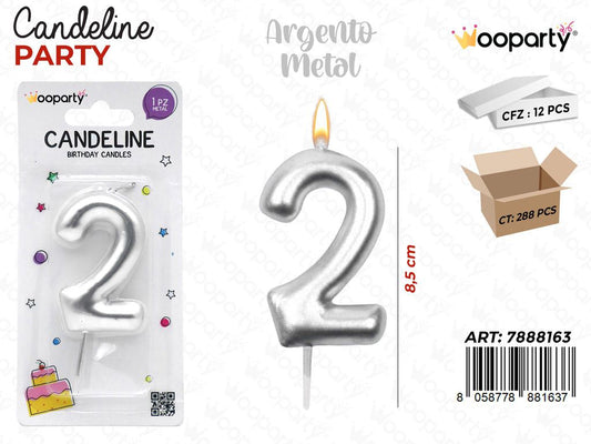 CANDELINE N.2 COL. ARGENTO  9CM /PZ DA 12**