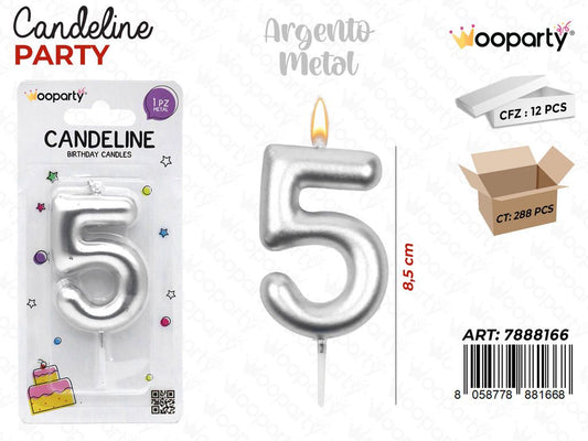 Candeline N.5 Col. Argento 9Cm