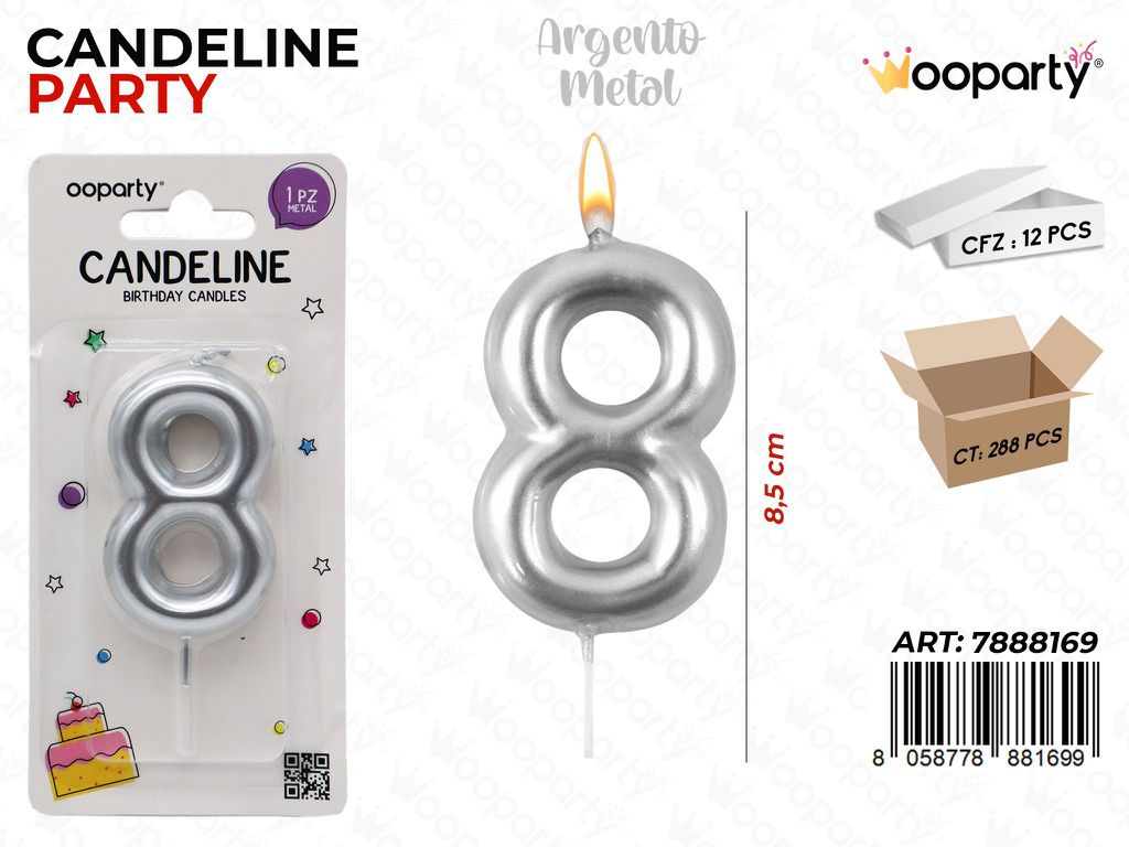 CANDELINE N.8 COL. ARGENTO  9CM /PZ DA 12**