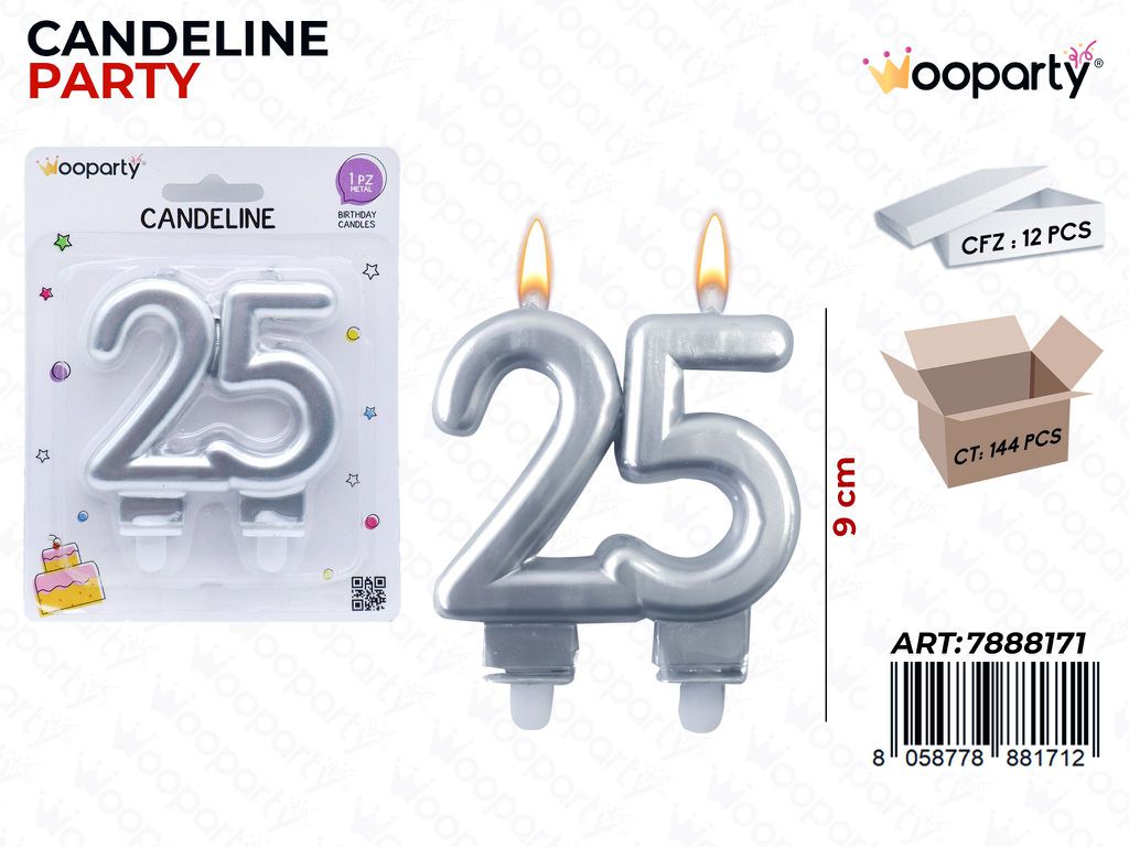 CANDELINE N.25 COL. ARGENTO 7.5*9CM /PZ DA 12**