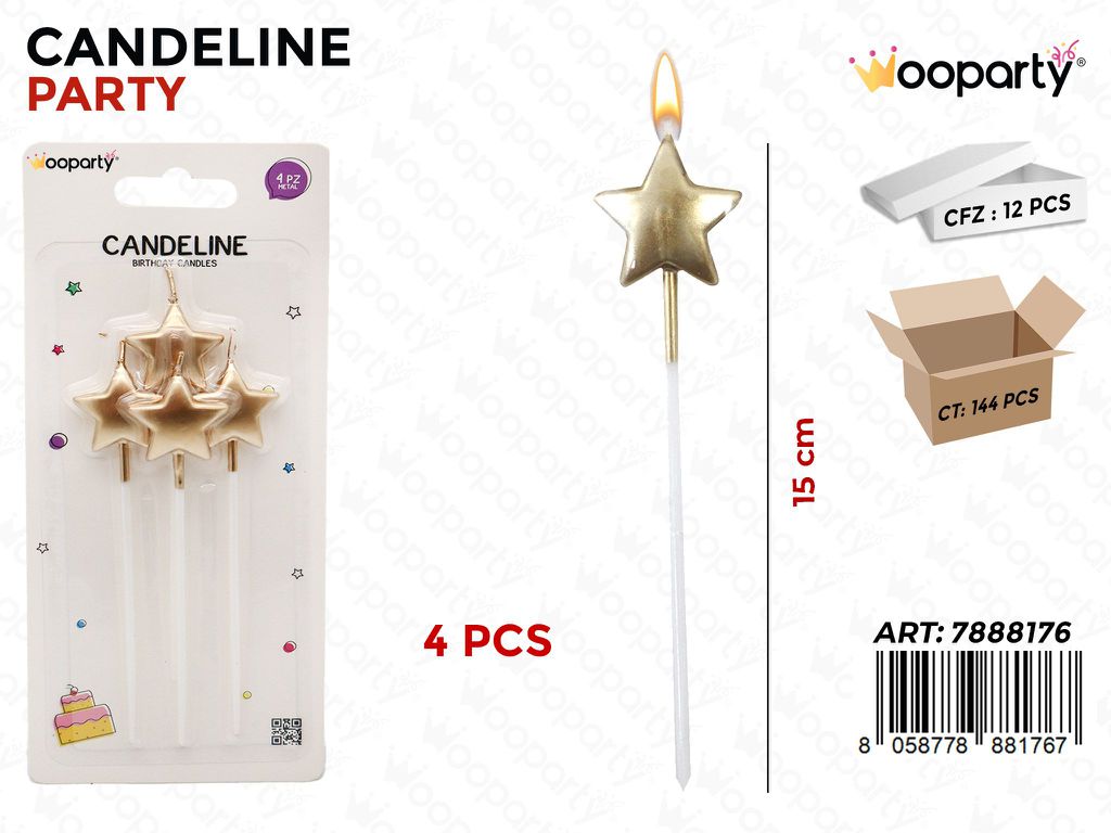 CANDELINE STELLINE COL. ORO 4PCS-15CM /PZ DA 12**