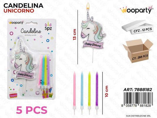 CANDELINE UNICORNO 5PCS ASS. 13-10CM /PZ DA 12**