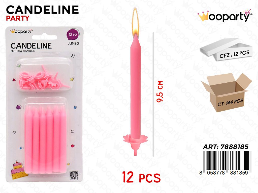 CANDELINE JUMBO ROSA 8CM-12PCS /PZ DA 12**