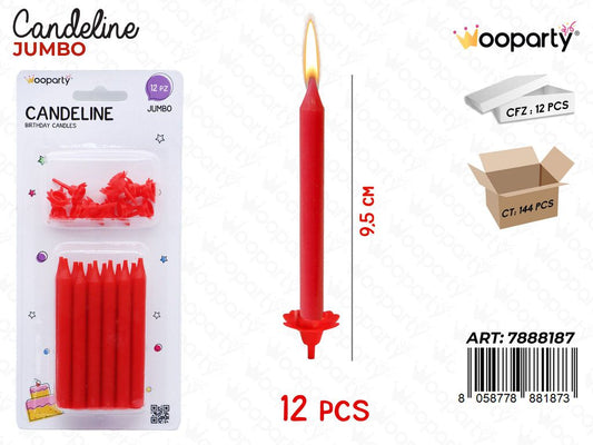 CANDELINE JUMBO ROSSO 8CM-12PCS /PZ DA 12**