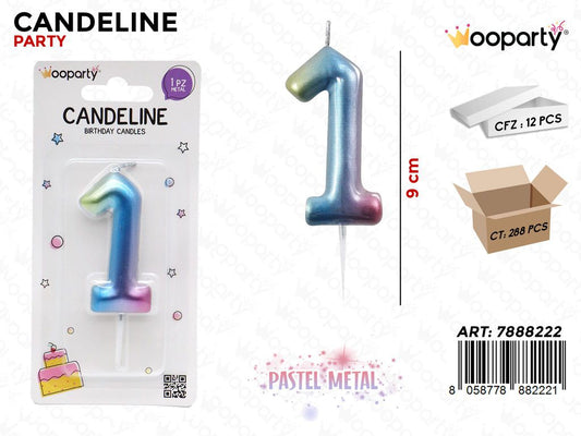 CANDELINE PASTEL METAL N. 1 9CM /PZ DA 12**