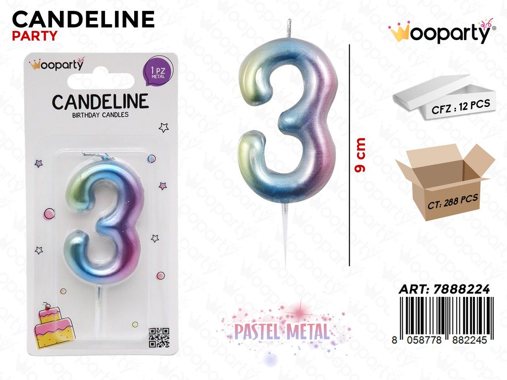 CANDELINE PASTEL METAL N. 3 9CM /PZ DA 12**