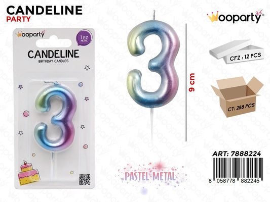 CANDELINE PASTEL METAL N. 3 9CM /PZ DA 12**