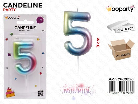 CANDELINE PASTEL METAL N. 5 9CM /PZ DA 12**