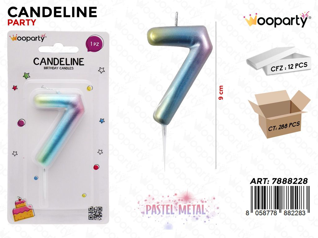 CANDELINE PASTEL METAL N. 7 9CM /PZ DA 12**