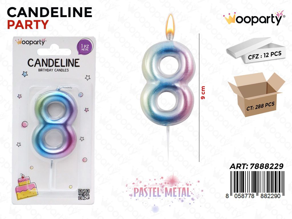 CANDELINE PASTEL METAL N. 8 9CM /PZ DA 12**