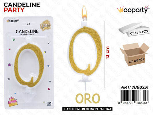 CANDELINE GLITTER ORO N. 0 13CM /PZ DA 12**