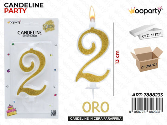 CANDELINE GLITTER ORO N. 2 13CM /PZ DA 12**