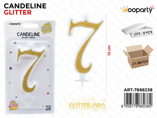 CANDELINE GLITTER ORO N. 7 12CM /PZ DA 12**