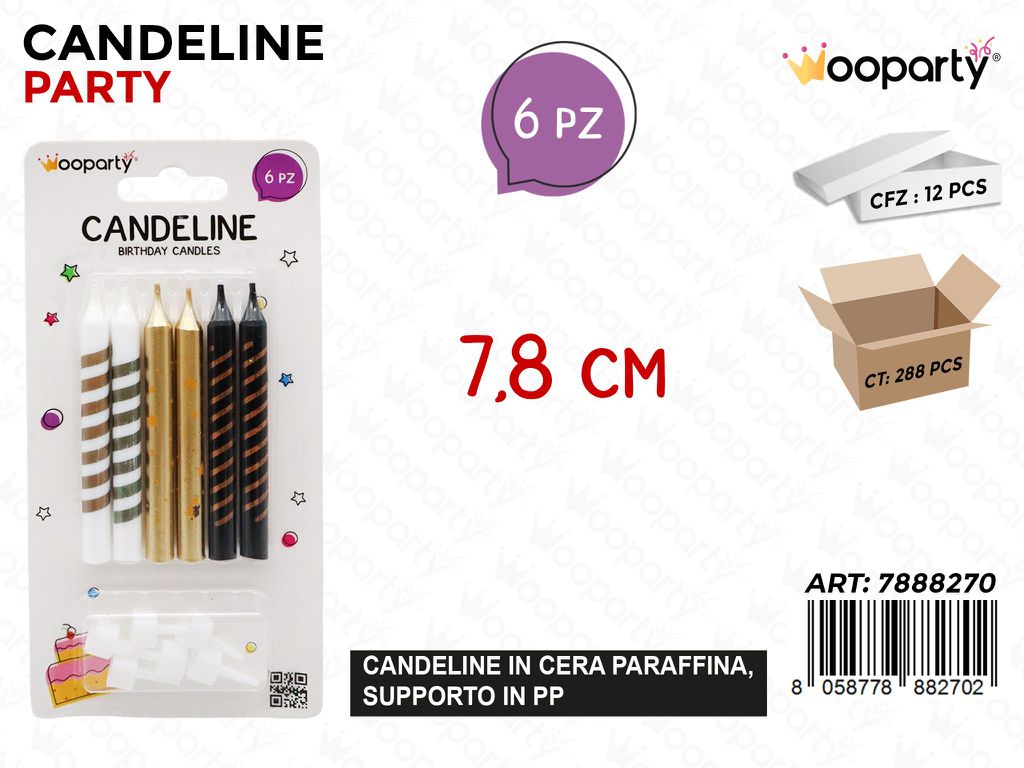 CANDELINE STELO 6PCS ASS. 7.8CM