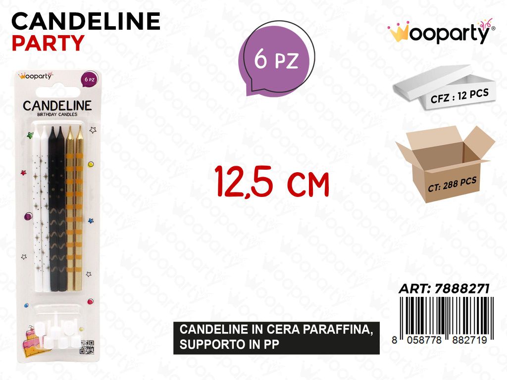 CANDELINE STELO 6PCS ASS. 12.5CM