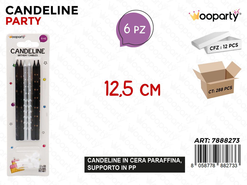CANDELINE STELO 6PCS ASS. 12.5CM