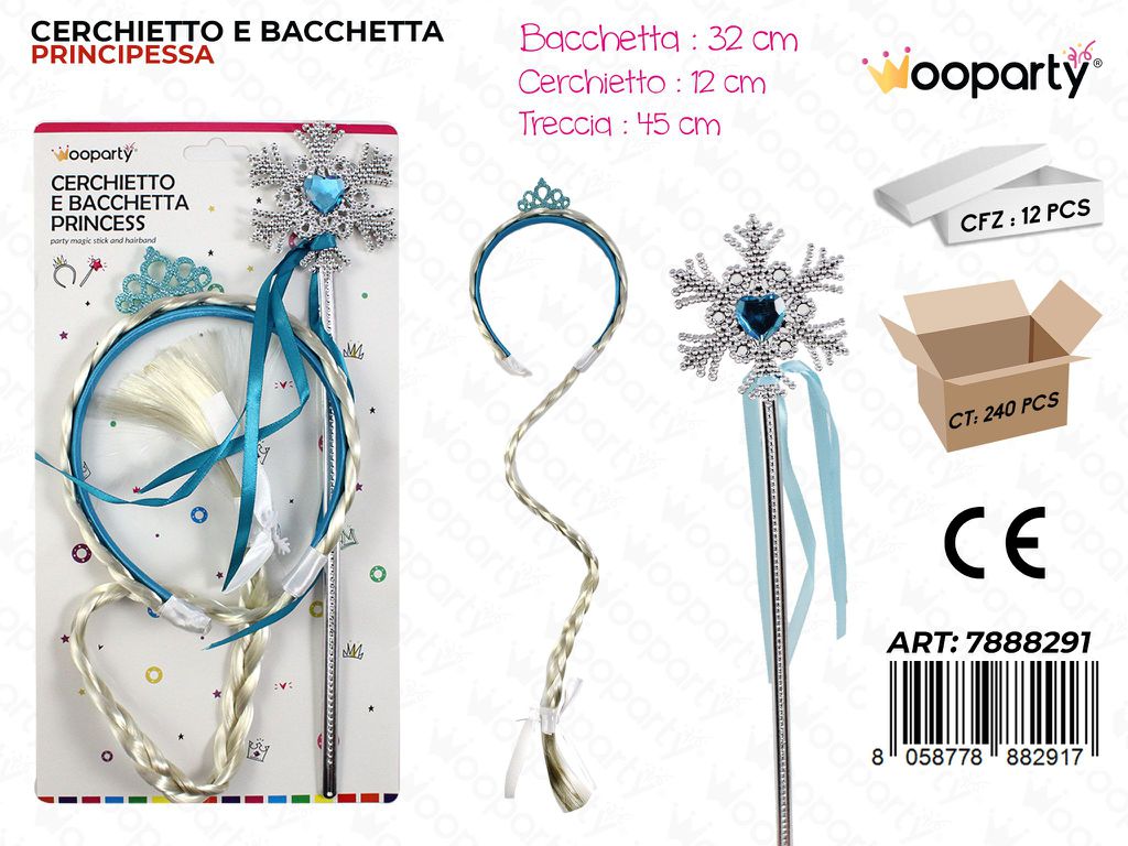 KIT 2PCS CERCHIETTO BACCHETTA PRINCESS /PZ DA 12**