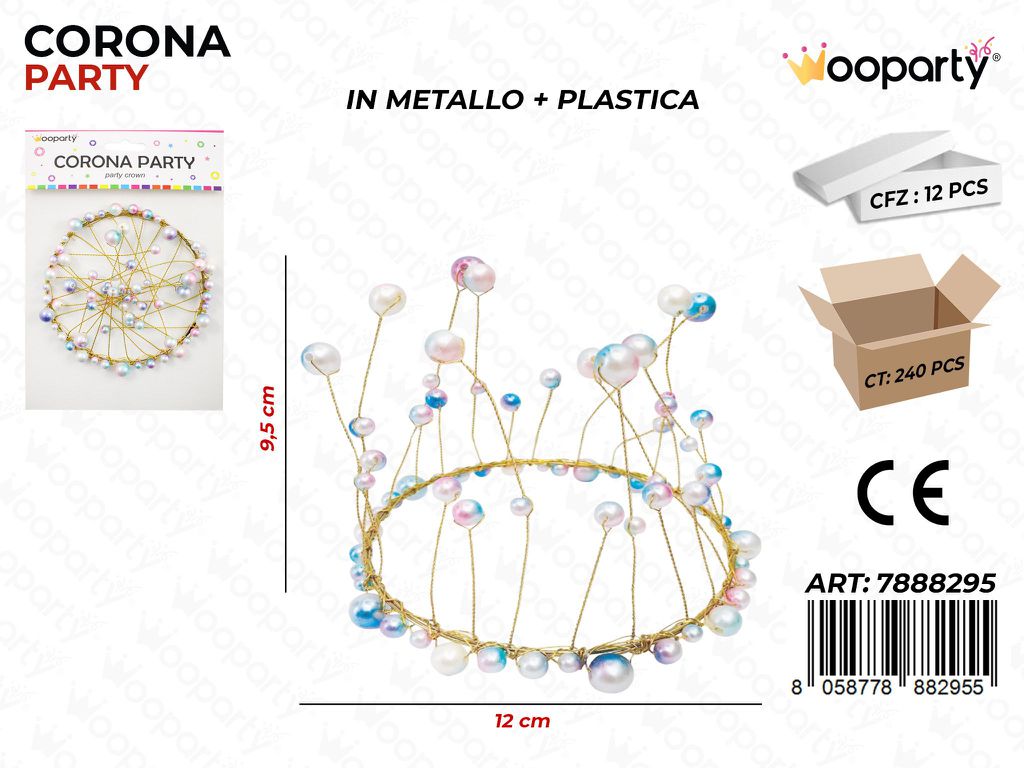 CORONA PARTY IRIDESC. 12*9.5CM /PZ DA 12**