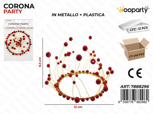 CORONA PARTY ROSSO 12*9.5CM /PZ DA 12**
