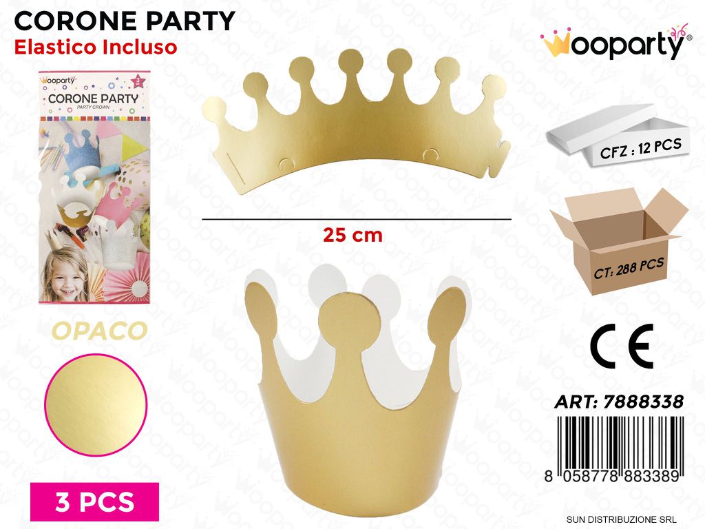 CORONE PARTY ORO OPACO 3PCS- 25CM /PZ DA 12**