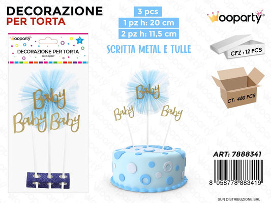 DEC. PER TORTA BABY GIRL CEL. 3PCS MIS. ASS. /PZ DA 12**