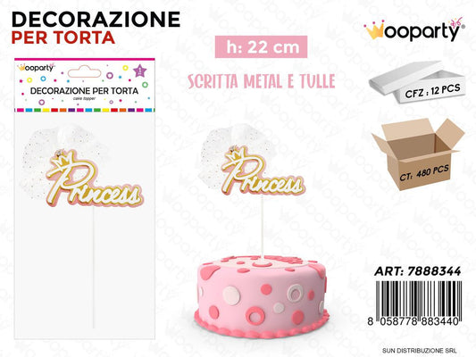 DEC. PER TORTA PRINCESS ROSA 22CM /PZ DA 12**