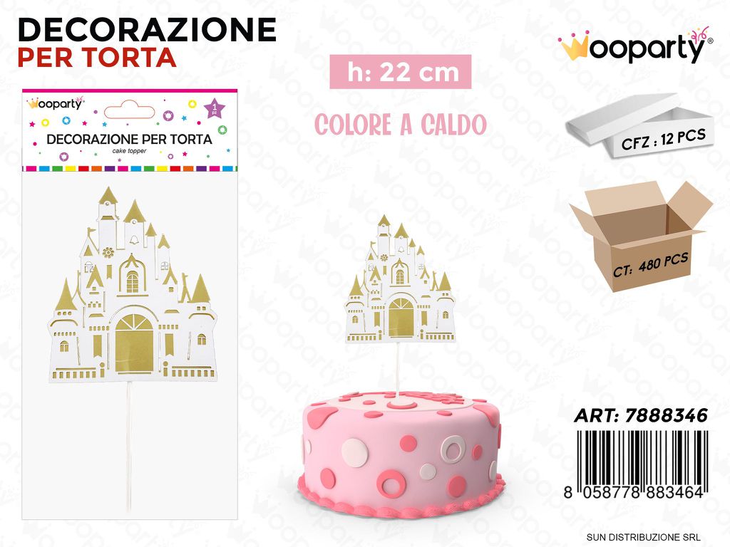 DEC. PER TORTA CASTELLO ORO A CALDO 22CM /PZ DA 12**