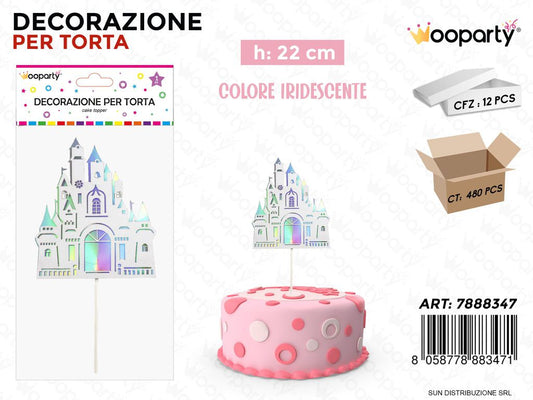 DEC. PER TORTA CASTELLO IRIDESCENTE 22CM /PZ DA 12**
