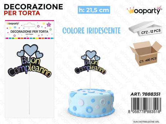 DEC. PER TORTA B. COMPLEANNO CEL 21.5CM /PZ DA 12**