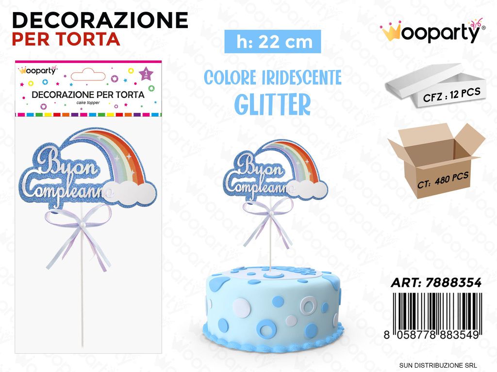 DEC. PER TORTA B. COMPLEANNO CEL. 22CM /PZ DA 12**