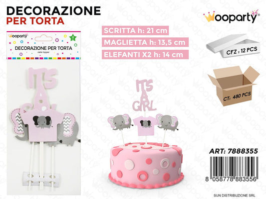 DEC. PER TORTA ITS A GIRL 4PCS MIS. ASS.  /PZ DA 12**