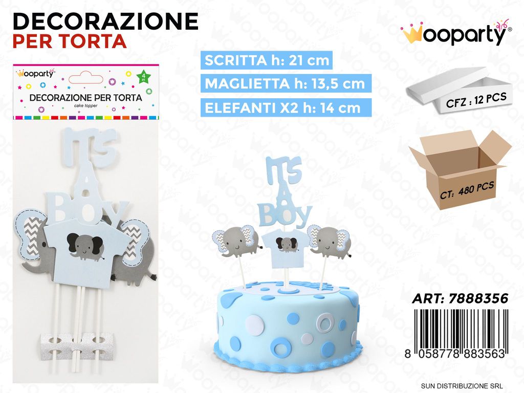 DEC. PER TORTA ITS A BOY 4PCS MIS. ASS.  /PZ DA 12**