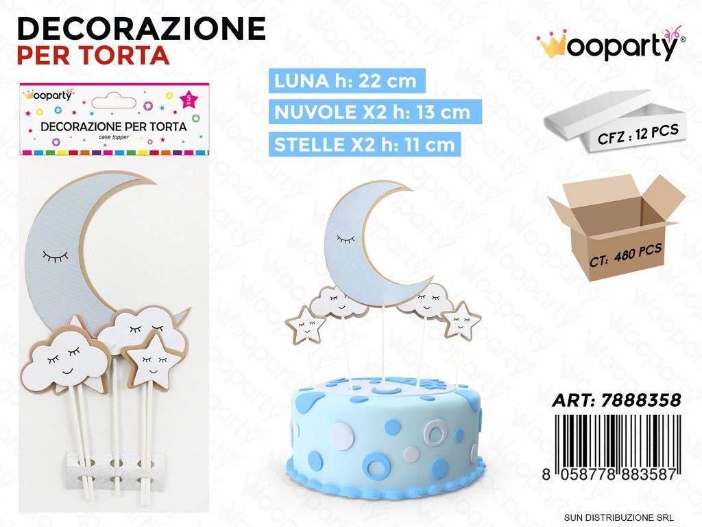 DEC. PER TORTA LUNA CEL. 5PCS MIS. ASS.  /PZ DA 12**