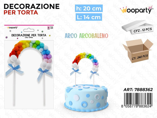 DEC. PER TORTA ARCO ARCOBALENO 20*14CM /PZ DA 12**