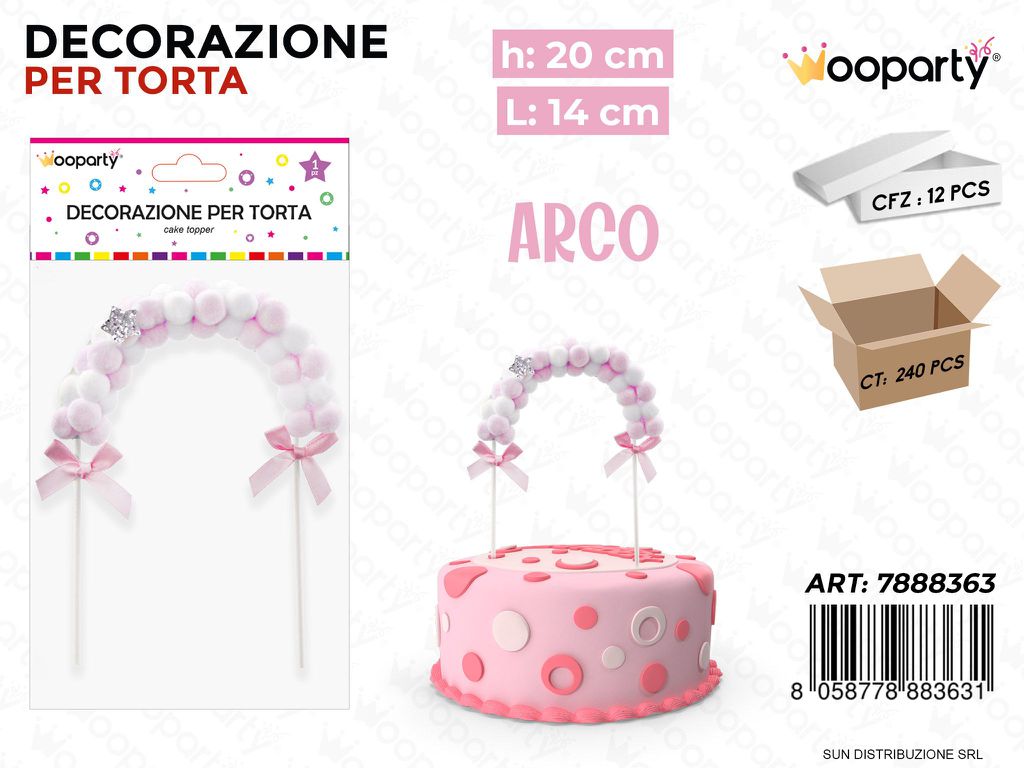 DEC. PER TORTA ARCO ROSA 20*14CM /PZ DA 12**