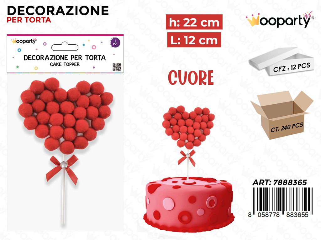 DEC. PER TORTA CUORE ROSSO 22*12CM /PZ DA 12**