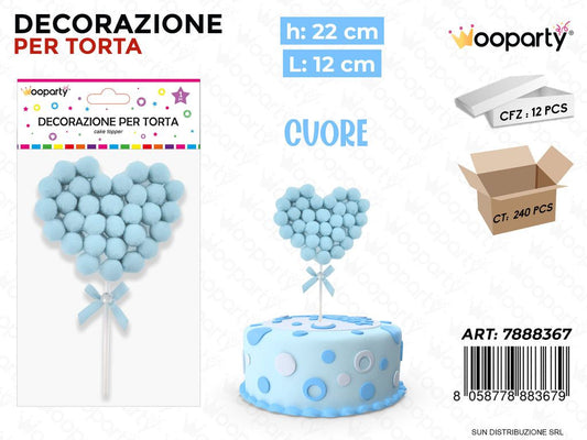 DEC. PER TORTA CUORE CELESTE 22*12CM /PZ DA 12**