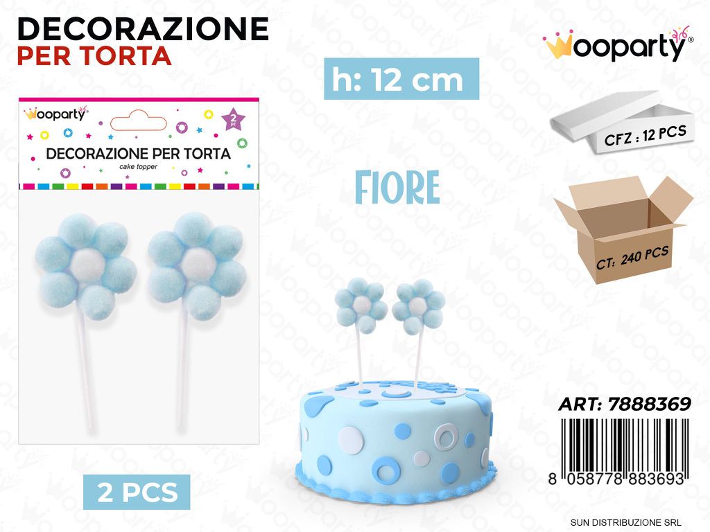 DEC. PER TORTA FIORE CELESTE 2PCS 12CM /PZ DA 12**