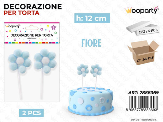 DEC. PER TORTA FIORE CELESTE 2PCS 12CM /PZ DA 12**