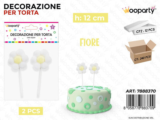 DEC. PER TORTA FIORE BIANCO 2PCS 12CM /PZ DA 12**